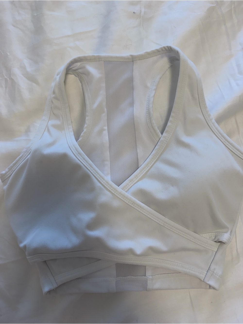 NVGTN White Wrap-Front Sports Bra